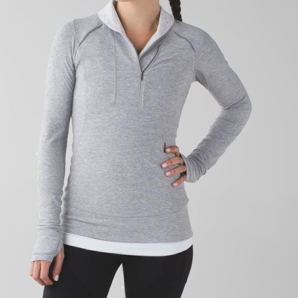 lululemon athletica Light Gray Long Sleeve Half-Zip Top